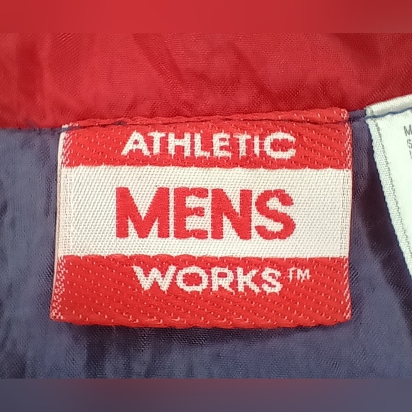 Vintage 80s 90s Athletic Works Mens Large Nylon Jacket Full Zip Windbreaker Navy - Picture 9 of 10